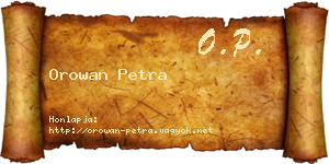 Orowan Petra névjegykártya